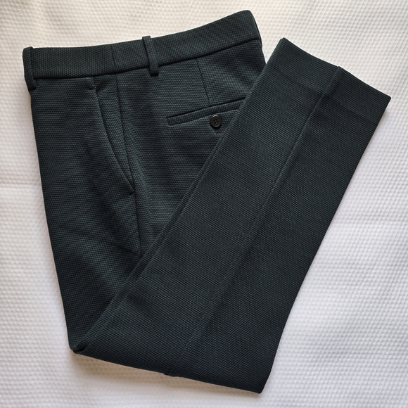 Theory Pants - Theory Women's Tailored Trousers in Dark Green & Black